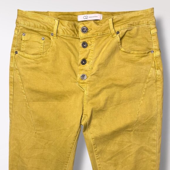 Q2 Premium Denim Acid Green High Rise Button Fly Skinny Jeans Size 6 - Picture 2 of 9